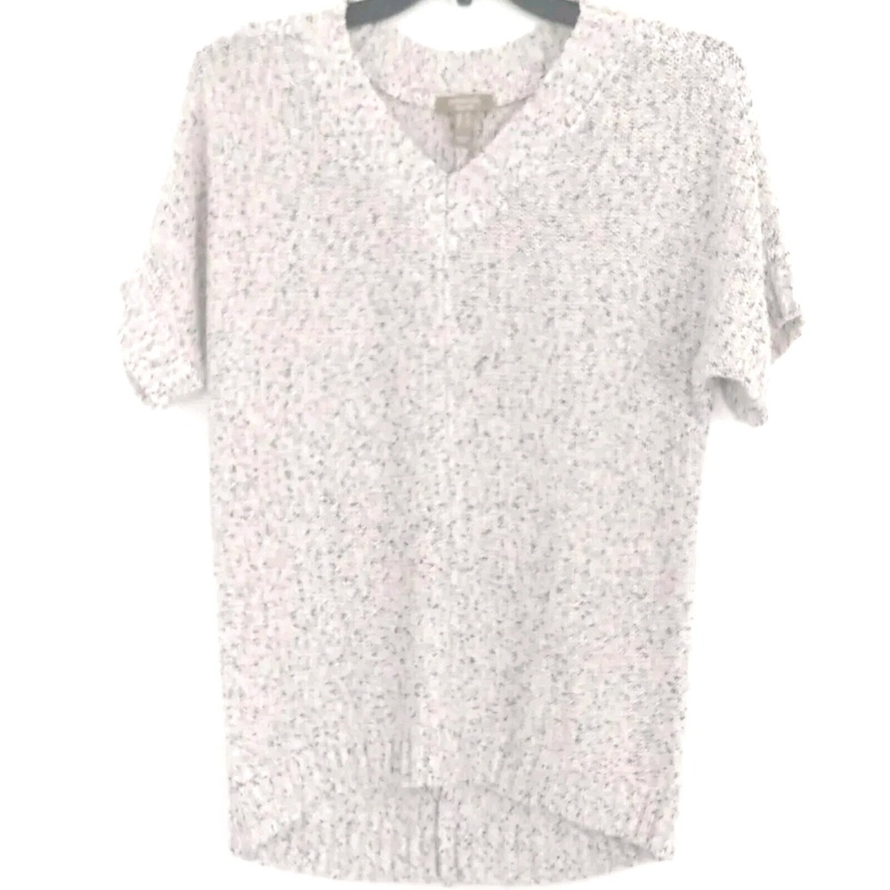 Denim & Co Naturals V-Neck Sweater High-Low Front Hem‎ Women's Size XS Pre-owned